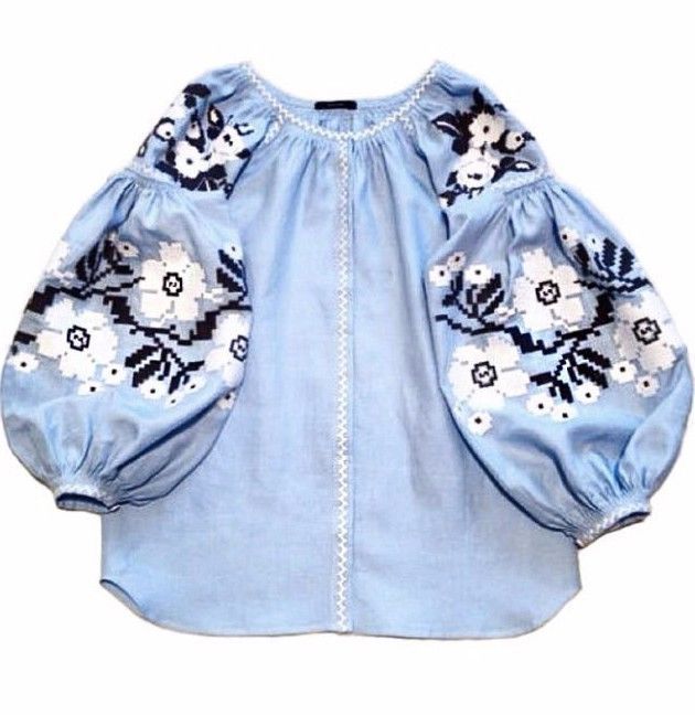 Вишиванка, жіноча вишивана блузка на блакитному домотканому &quot;Бохо&quot; (Арт. 03707)