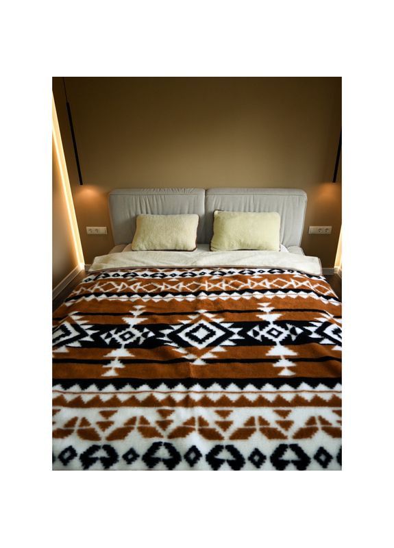 Плед з овечої шерсті з геометричним етнічним візерунком — теплий і натуральний Плед з овечої шерсті з геометричним етнічним візерунком — теплий і натуральний