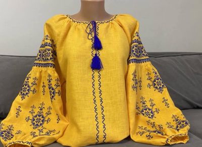 Вишиванка, жіноча вишивана блузка на жовтому домотканому (Арт. 03735) Вишиванка, жіноча вишивана блузка на жовтому домотканому (Арт. 03735)
