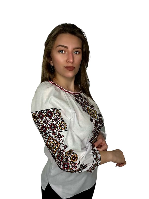 Вишиванка, жіноча вишивана блузка на домотканому полотні (Арт. 03748)