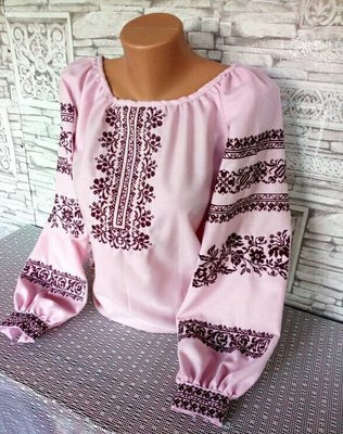 Вишиванка, жіноча вишивана блузка на рожевому домотканому "Бохо" (Арт. 02080)