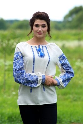 Вишиванка, жіноча вишивана блузка на домотканому полотні (Арт. 02119)
