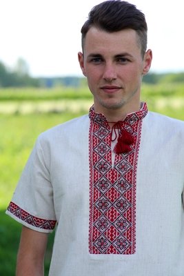 Вишиванка ручної роботи, чоловіча сорочка на льоні "Чудесна" (Арт. 00019)