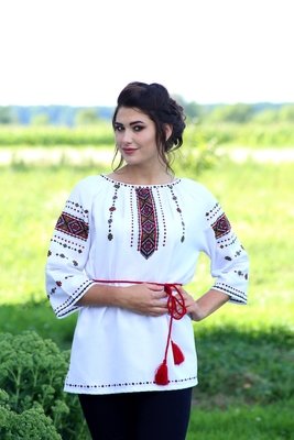 Вишиванка жіноча на домотканому полотні "Низинка" (Арт. 02094)