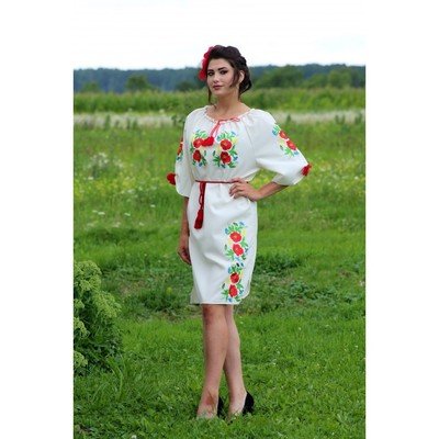 Вишиванка, сукня вишивана з квітами (Арт. 00439)