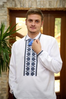 Вишиванка, чоловіча вишита сорочка на домотканому полотні (Арт. 02132)