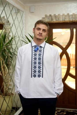 Вишиванка, чоловіча вишита сорочка на домотканому полотні (Арт. 02132)