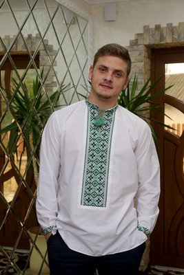 Вишиванка чоловіча, зеленими нитками на домотканому полотні (Арт. 00278) Вишиванка чоловіча, зеленими нитками на домотканому полотні (Арт. 00278)