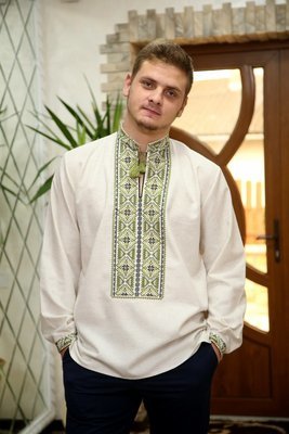 Вишиванка, чоловіча вишита сорочка на льоні (Арт. 01969)