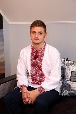 Вишиванка ручної роботи, чоловіча вишита сорочка "Національна" (Арт. 01277)