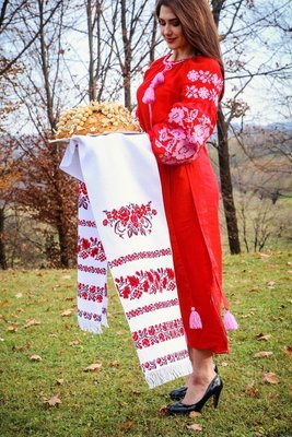 Рушник вишиваний з квітами на домотканому полотні (Арт. 00408) Рушник вишиваний з квітами на домотканому полотні (Арт. 00408)