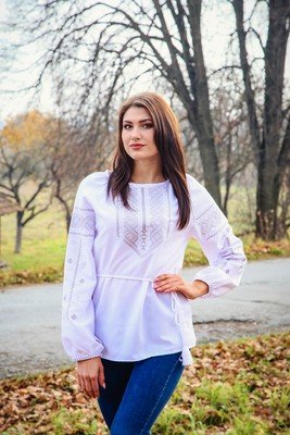 Вишиванка, жіноча вишивана блузка на домотканому полотні "Ніжна" (Арт. 01892)