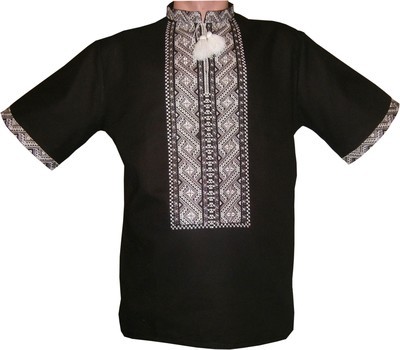Вишиванка чоловіча вишита безпосередньо на чорному льоні (Арт. 00533) Вишиванка чоловіча вишита безпосередньо на чорному льоні (Арт. 00533)
