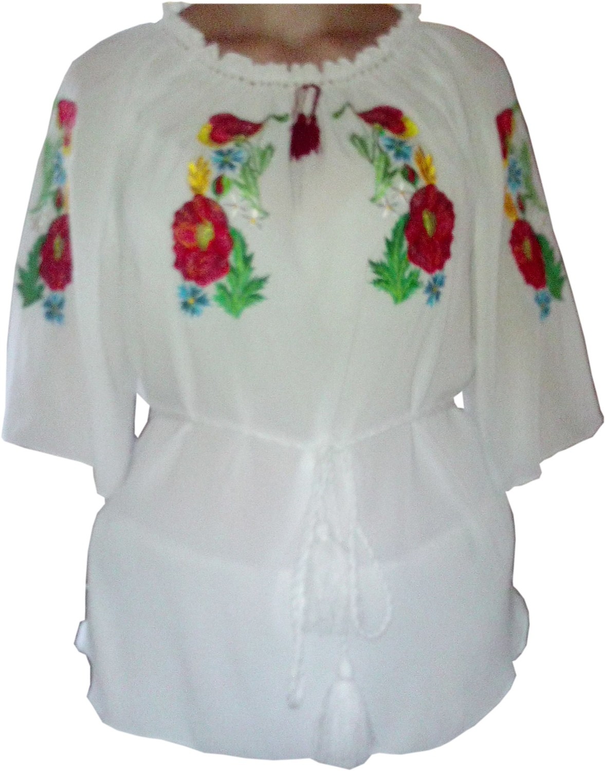 Вишиванка, жіноча вишивана блузка з квітковим орнаментом (Арт. 00313)