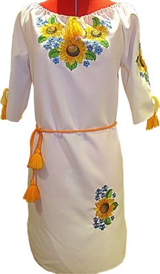 Вишиванка, сукня вишивана з квітами (Арт. 00392)
