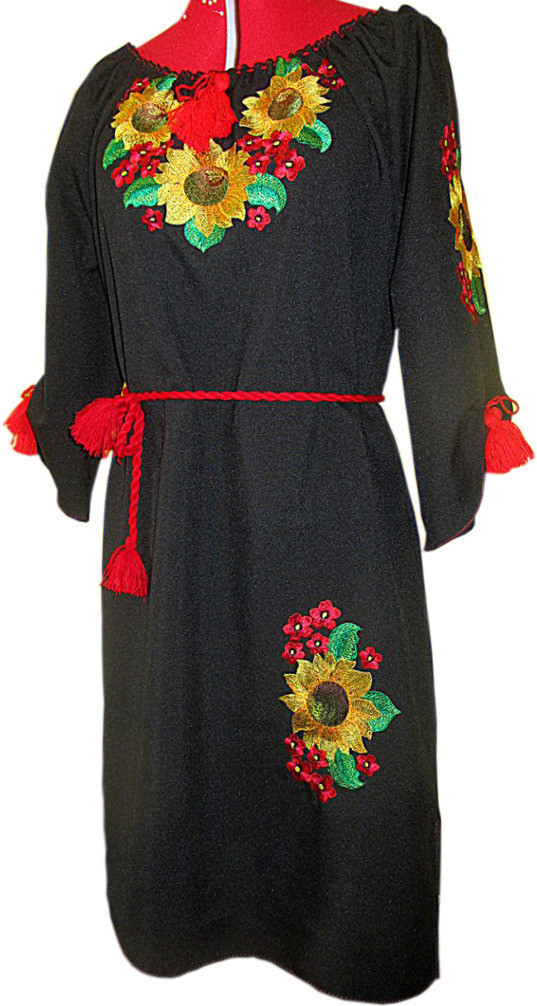 Вишиванка, сукня вишивана з квітами (Арт. 00393)
