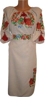 Вишиванка жіноча, сукня вишивана з квітами (Арт. 00492)