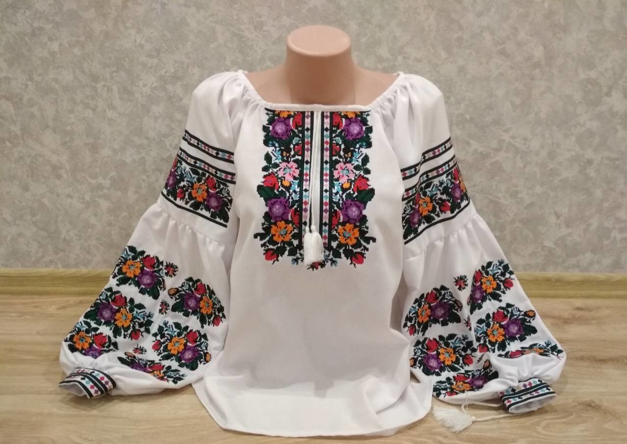 Вишиванка, жіноча вишивана блузка на білому домотканому &quot;Бохо&quot; (Арт. 02213)