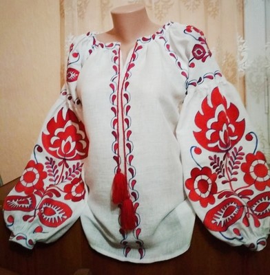 Вишиванка, жіноча вишивана блузка на білому льоні "Бохо" (Арт. 02205)