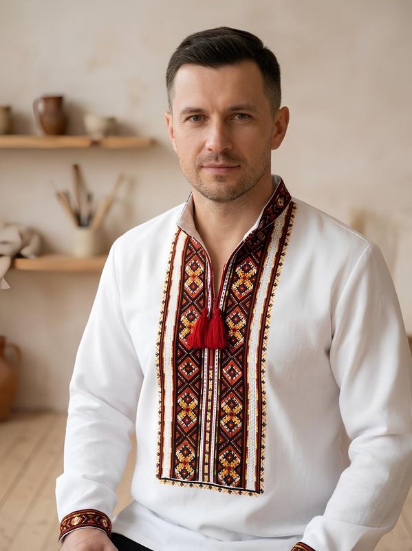 Вишиванка ручної роботи, чоловіча вишита сорочка (Арт. 02463)