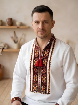 Вишиванка ручної роботи, чоловіча вишита сорочка (Арт. 02463)