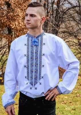 Вишиванка ручної роботи, чоловіча сорочка "Гетьман Полуботок" (Арт. 00340)