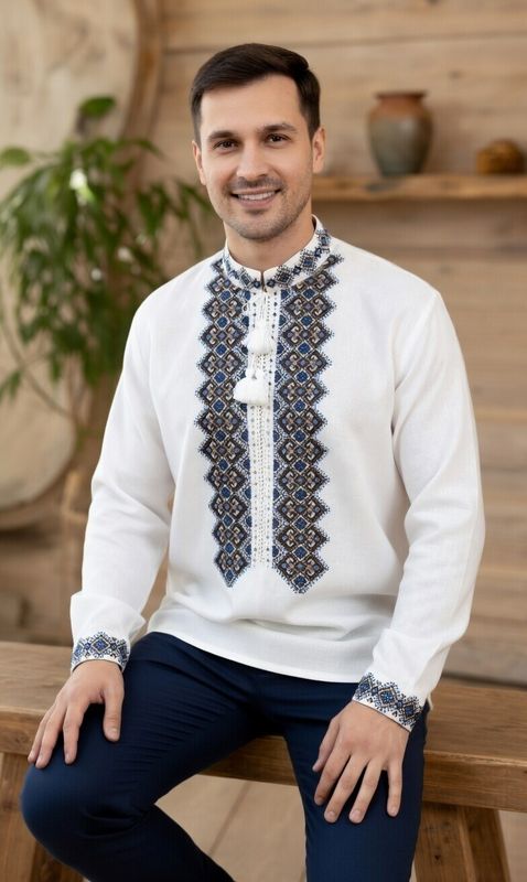 Вишиванка, чоловіча вишита сорочка ручної роботи (Арт. 02943)