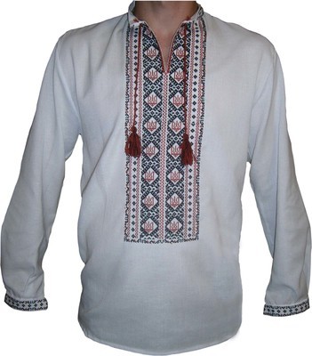 Вишиванка, чоловіча вишита сорочка "Тризуб" (Арт. 00493)