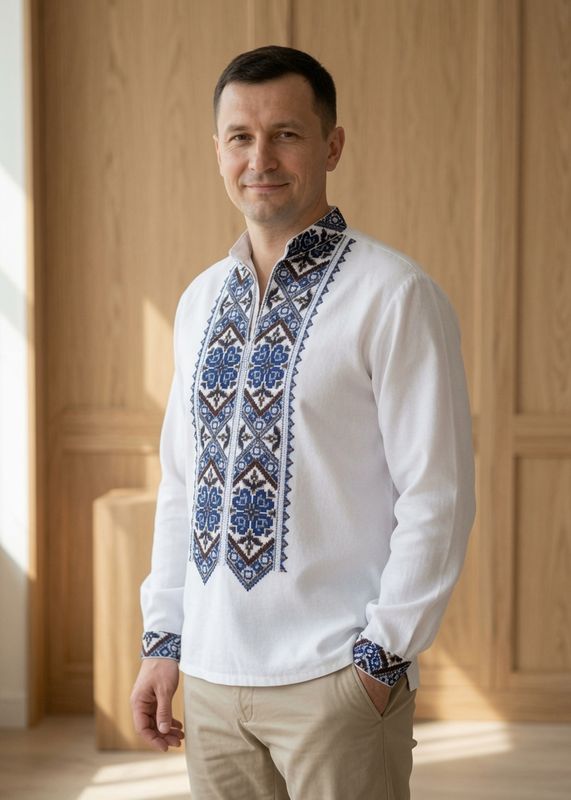 Вишиванка ручної роботи, чоловіча вишита сорочка (Арт. 03369)