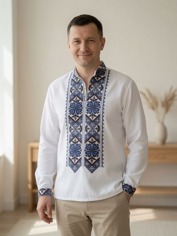 Вишиванка ручної роботи, чоловіча вишита сорочка (Арт. 03369)