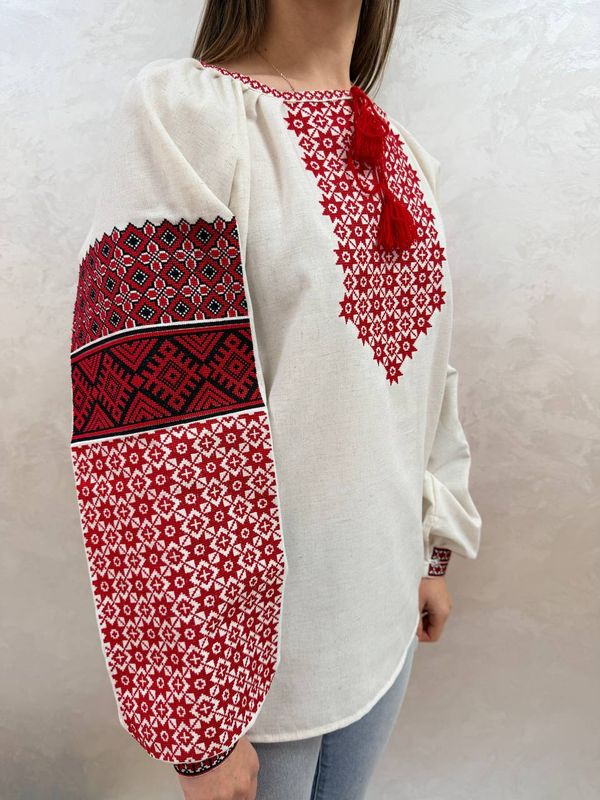 Вишиванка, жіноча вишивана блузка на сірому домотканому полотні (Арт. 03749) Вишиванка, жіноча вишивана блузка на сірому домотканому полотні (Арт. 03749)