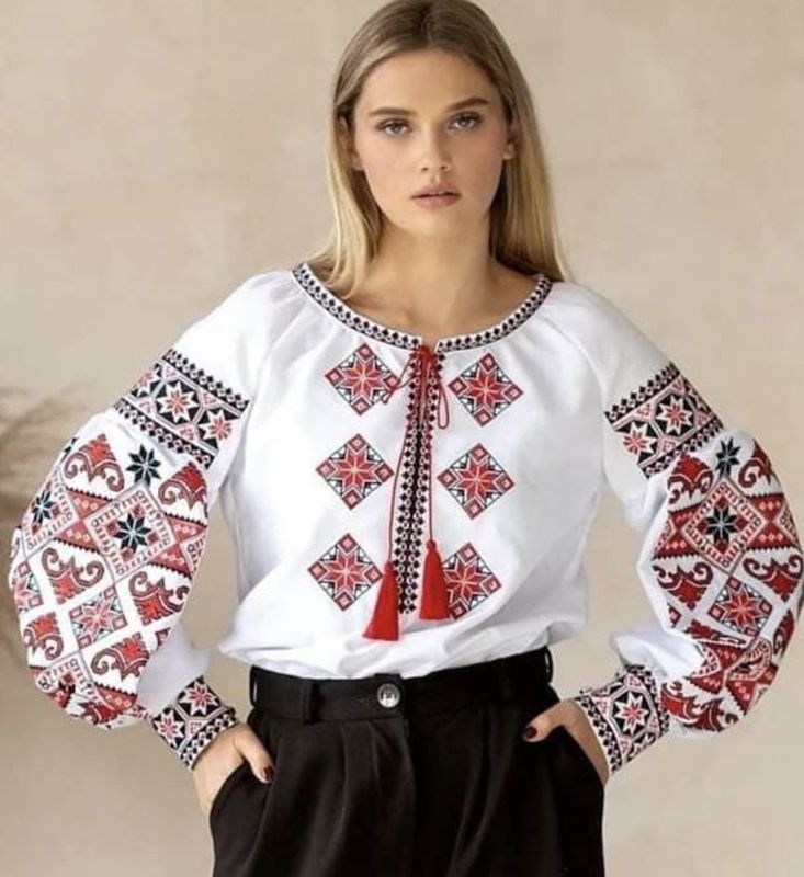 Вишиванка, жіноча вишивана блузка на домотканому полотні (Арт. 03786)