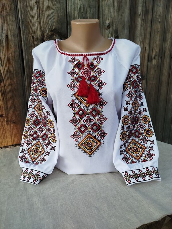 Вишиванка, жіноча вишивана блузка на домотканому полотні (Арт. 03793)
