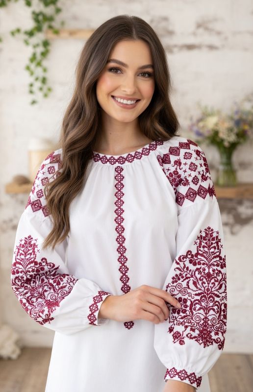 Вишиванка, жіноча вишивана блузка на домотканому полотні (Арт. 03815)