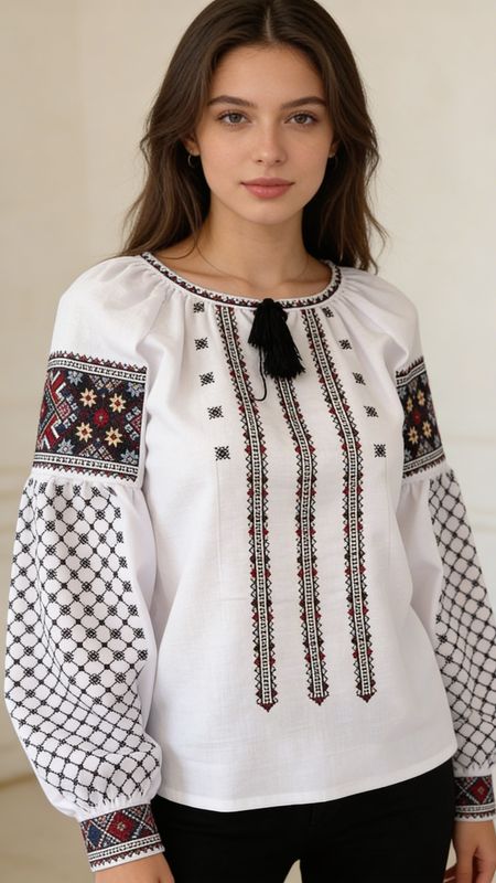 Вишиванка, жіноча вишивана блузка на домотканому полотні (Арт. 03824)