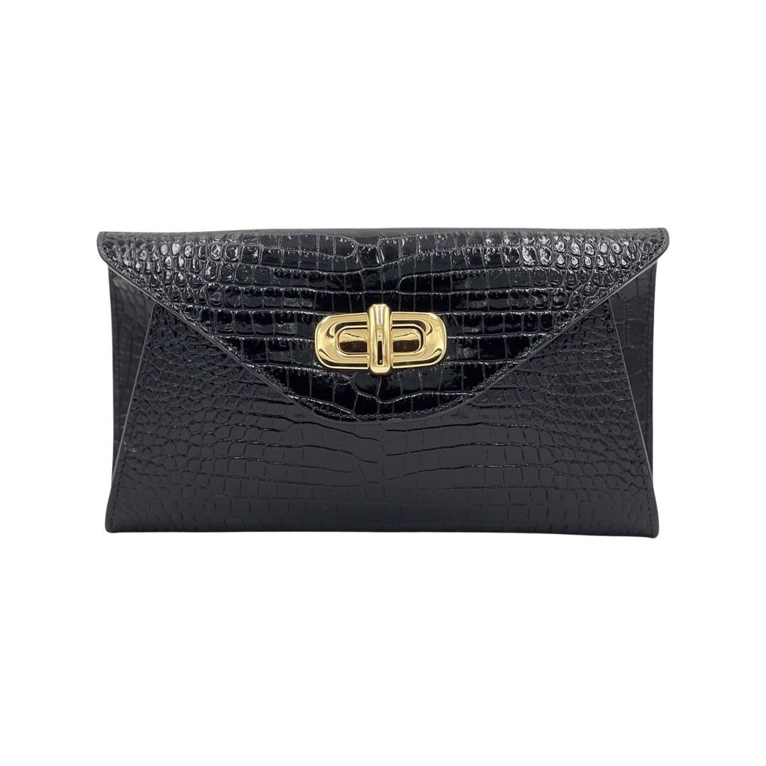 Emilia Embossed Clutch, Color: Black Embossed