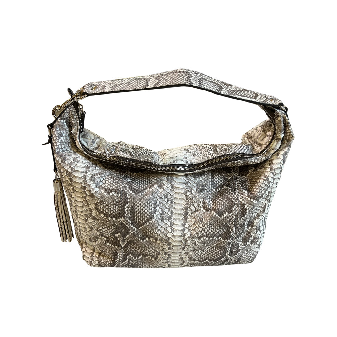 Lorena Python Shoulder Bag, Color: Natural