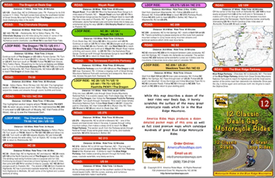 12 Classic Deals Gap Motorcycle Rides - Pocket Map
