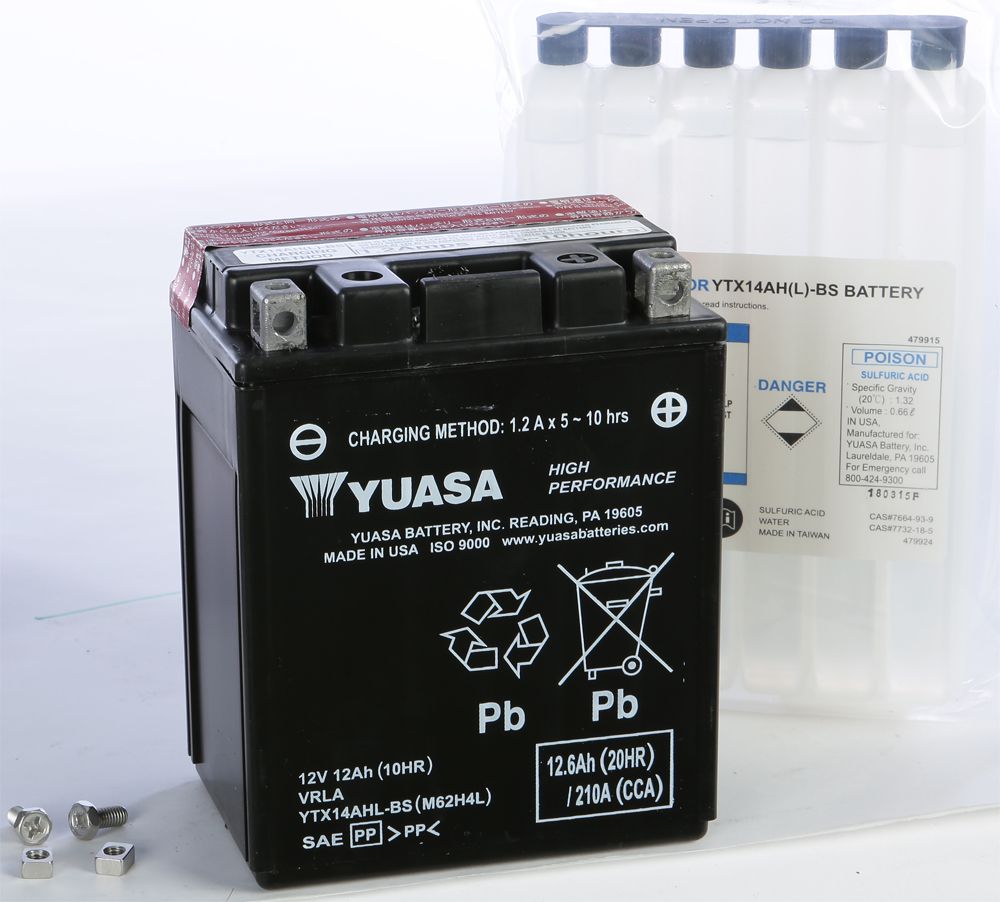 Yuasa Battery YTX14AHL-BS Maintenance Free 1987-2018 KLR650
