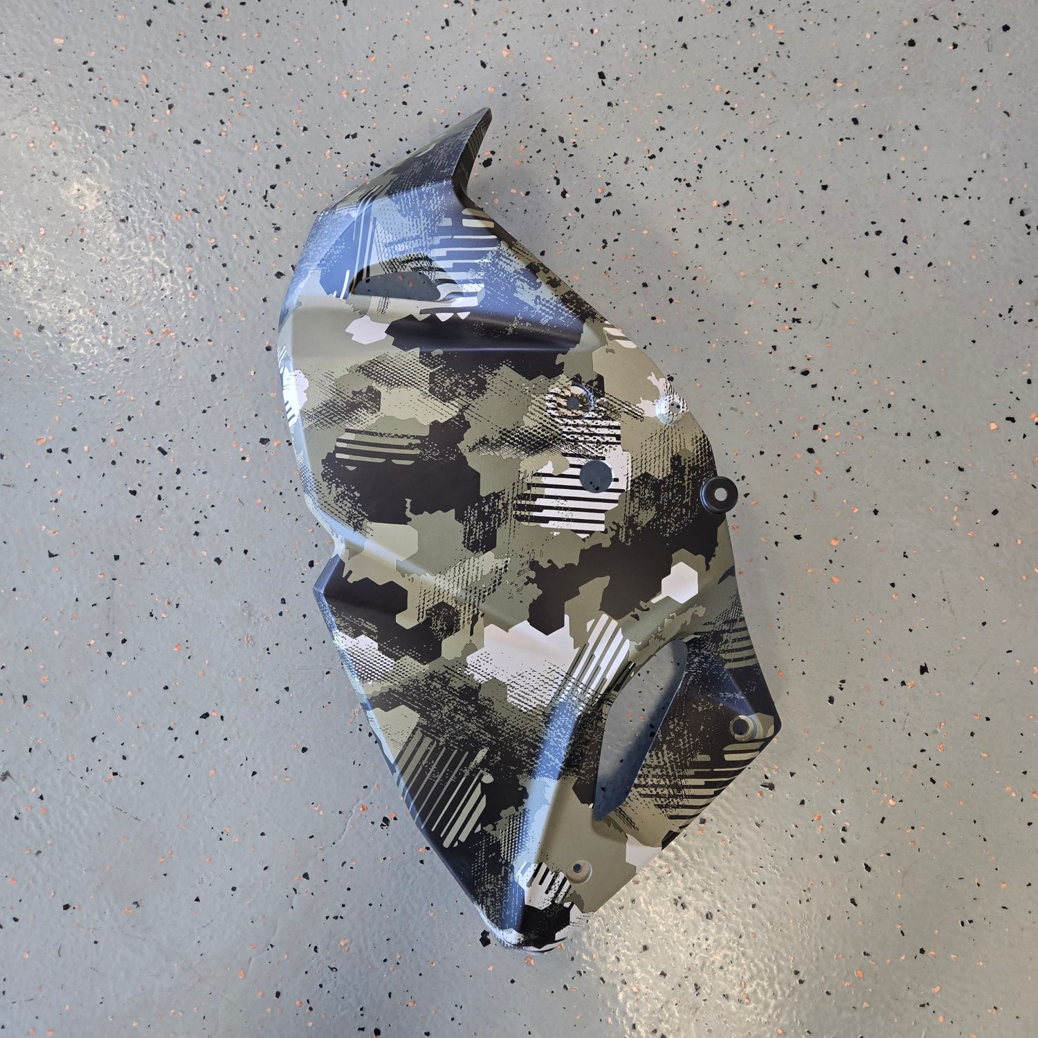 2025 KLR650 Engine Shroud LH Cypher Camo Beige OEM