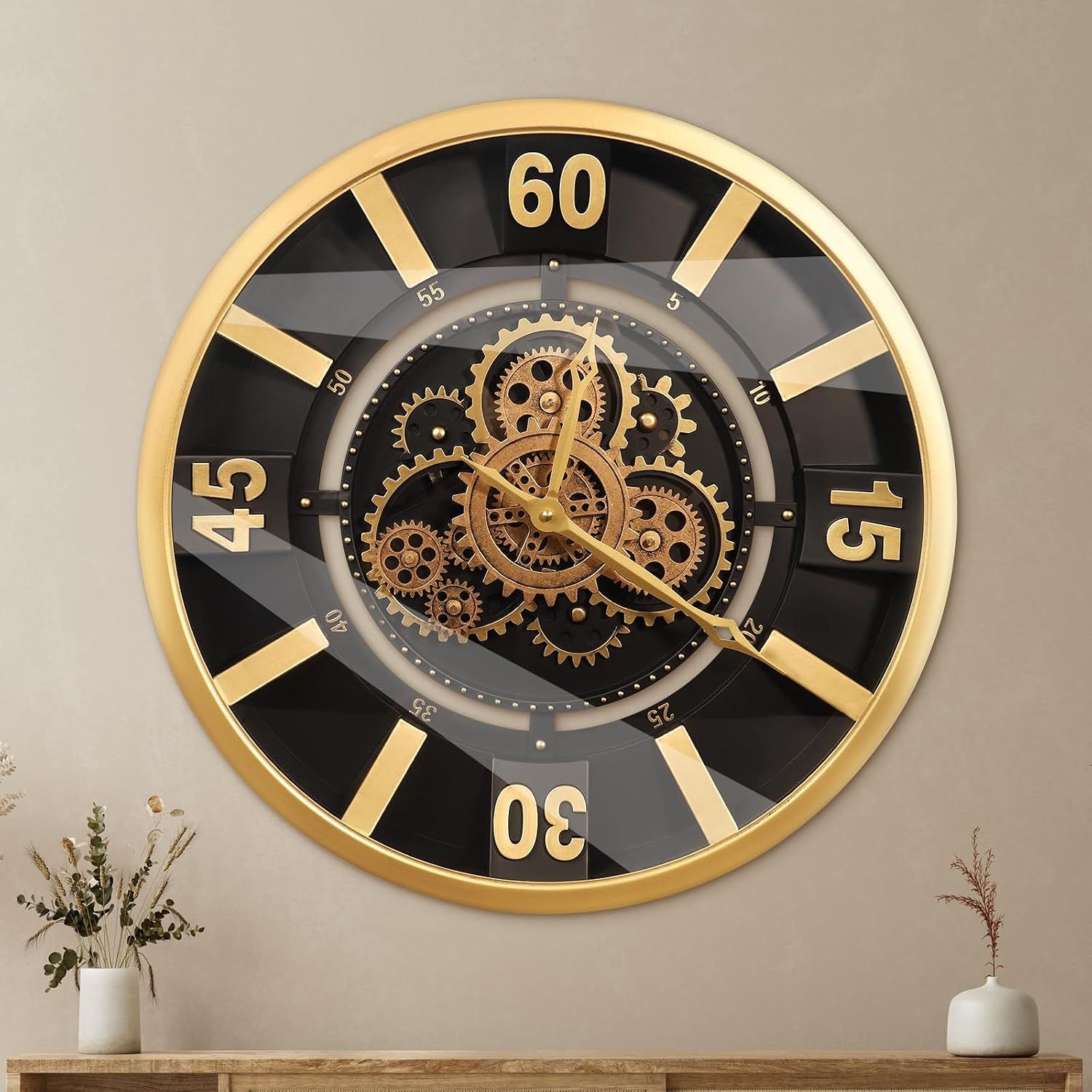 18-Inch Gold Gear Wall Clock