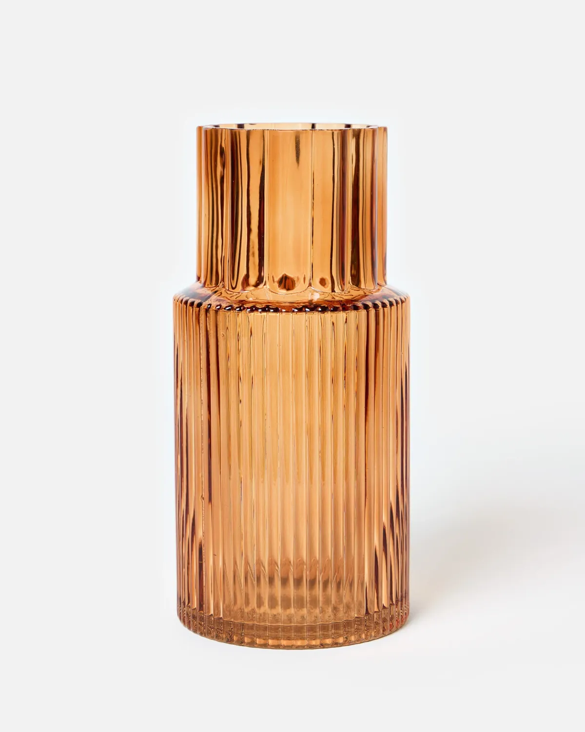 Holme Brown Ribbed Glass Vase