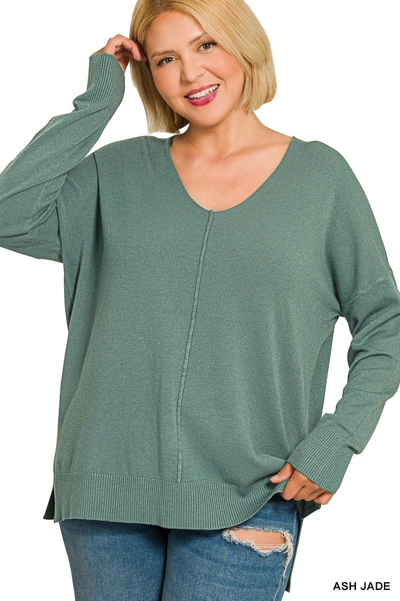 CURVY SWEATER TOP FRONT SEAM