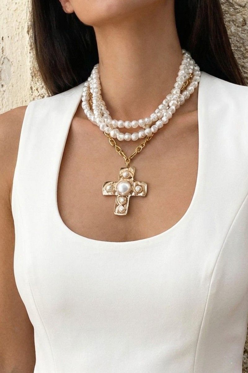 CROSS/PEARLS CHAIN NECKLACE