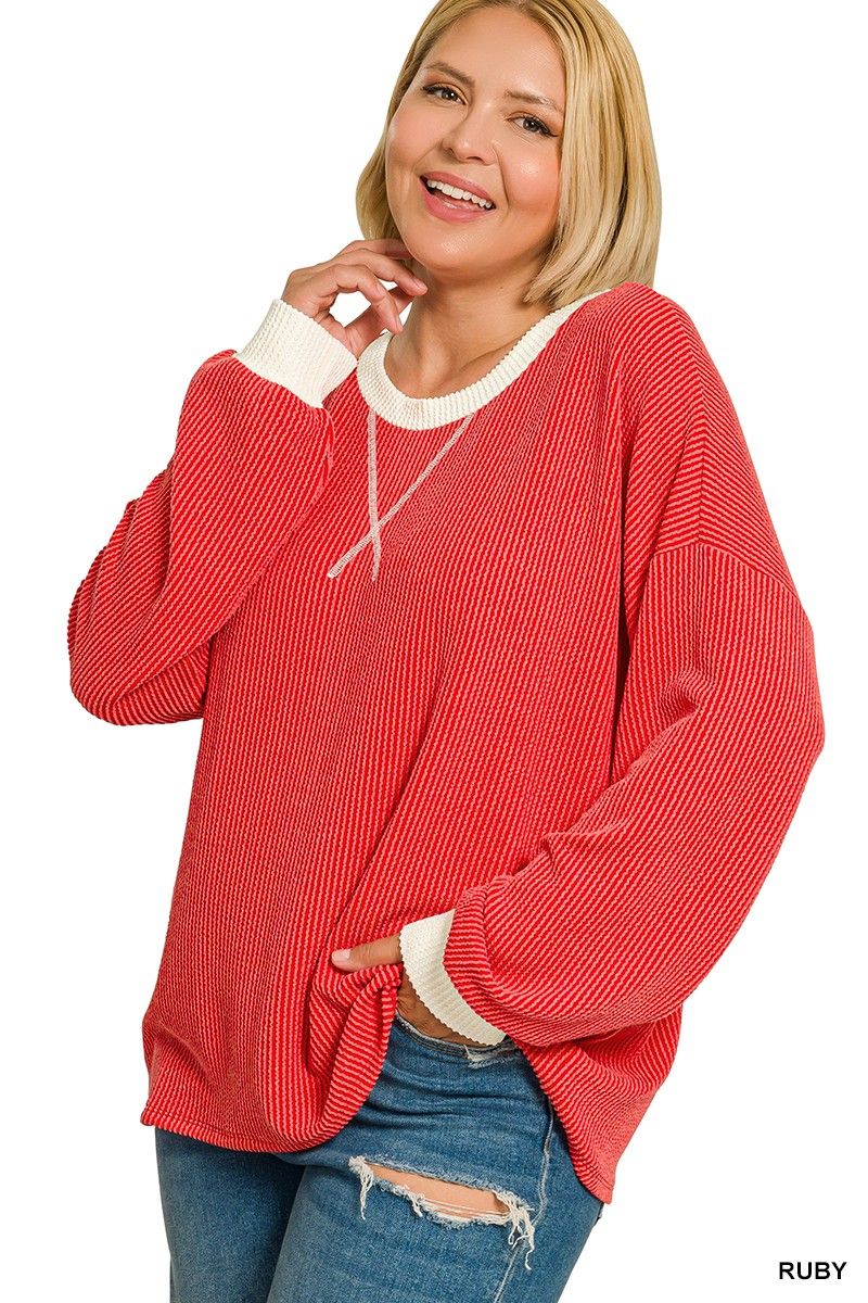 CURVY RELAXED LONG SLEEVE TOP