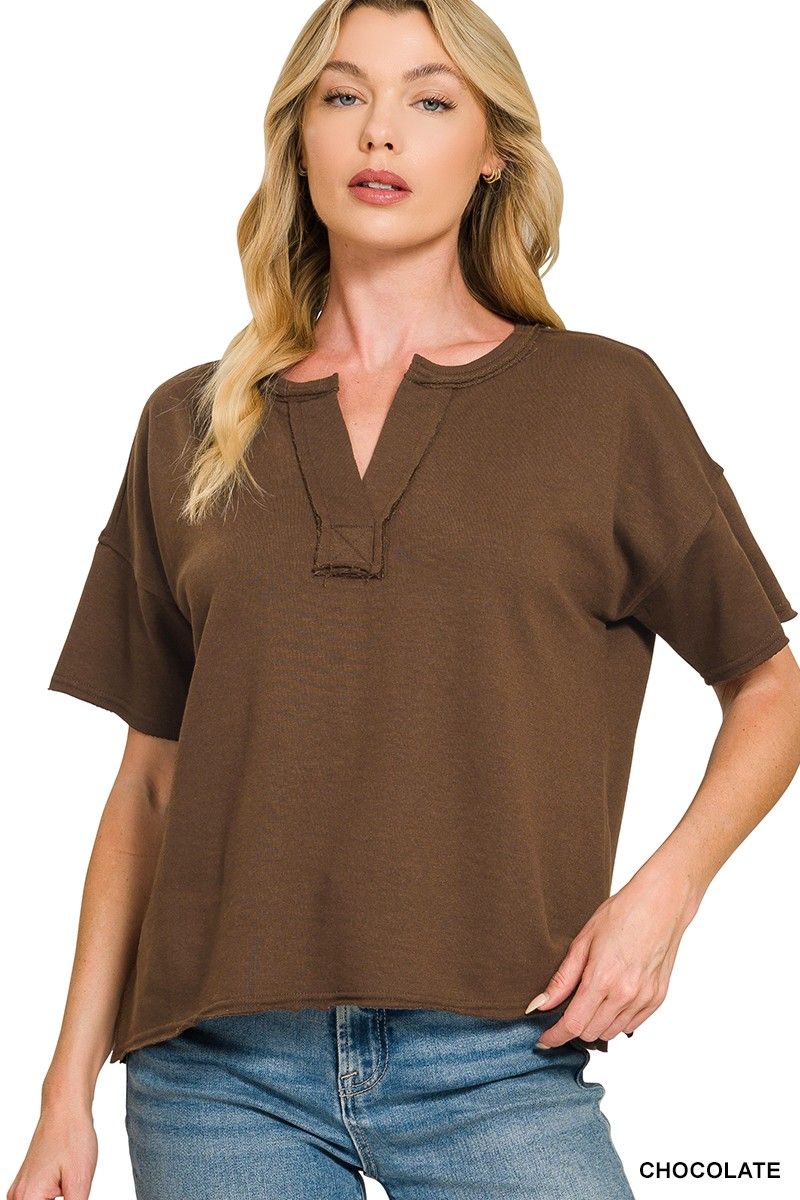 SHORT SLEEVE V-NECK TOP