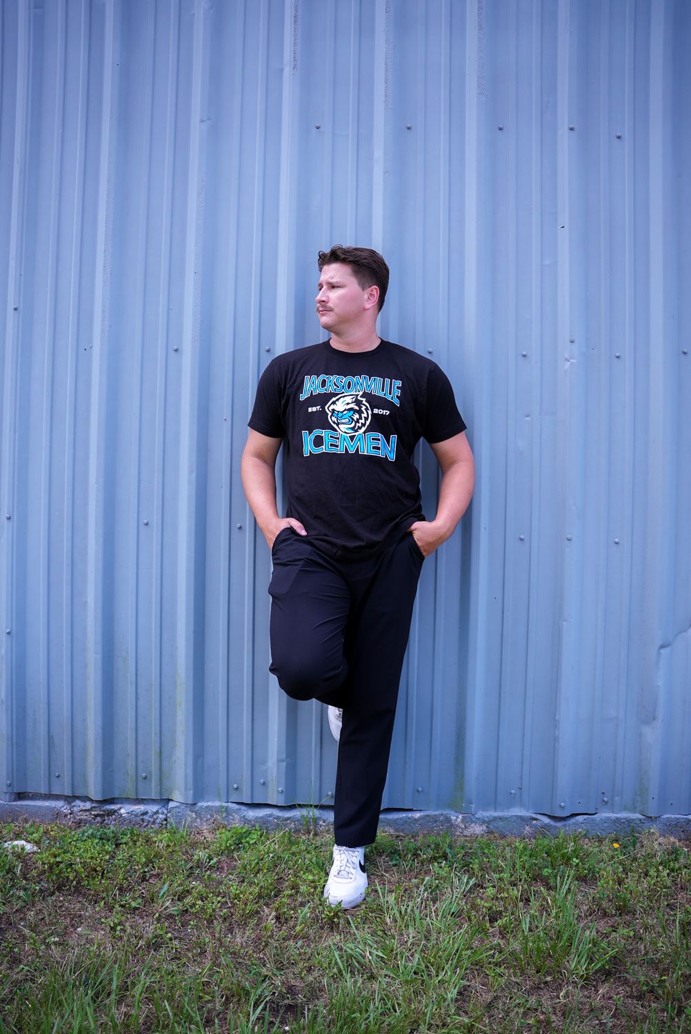 Jacksonville Icemen Black Est Head Logo Jersey T-Shirt