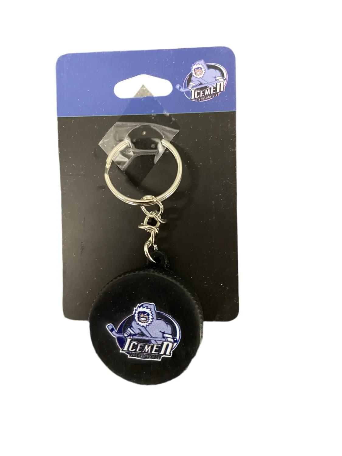 Jacksonville Icemen Primary Logo Hockey Puck Keychain