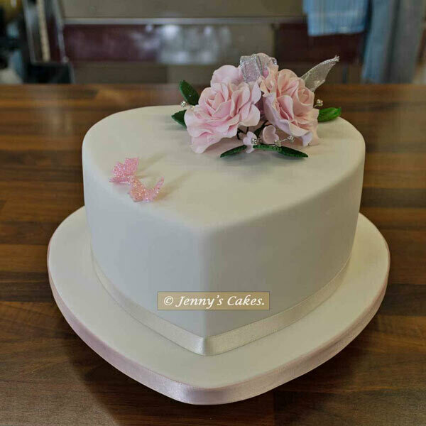 Gretna Small Heart Wedding Cake with Sugar Roses