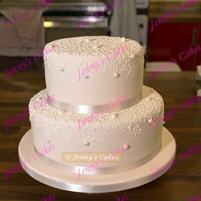 Gretna Green Two Tier Wedding Cake with  Piped Pearls